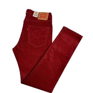 Levi’s 512 Slim Taper Corduroy Stretch Pants Red Burgundy Men’s NWT